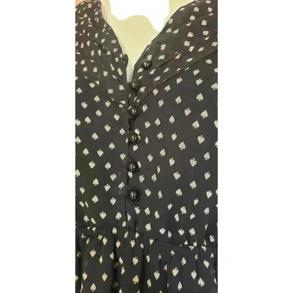 Ezra ace of spades sheer midi dress women size large cinch waist button up front - Picture 2 of 5
